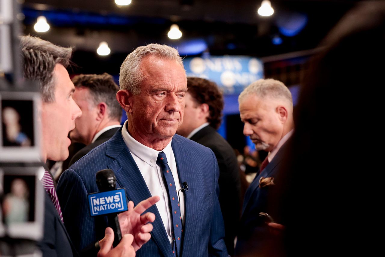 Robert F. Kennedy Jr. in the spin room ahead of the debate at the Pennsylvania Convention Center in Philadelphia, on Tuesday, September 10