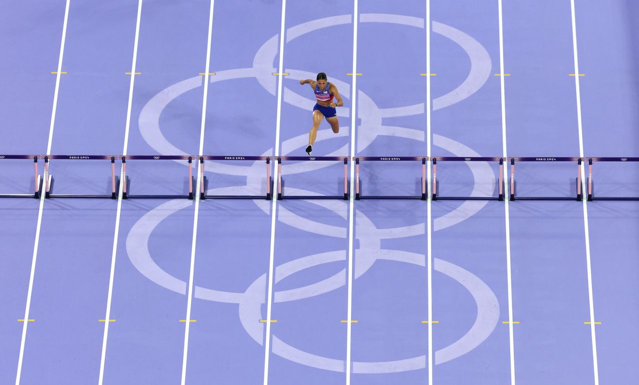 Sydney McLaughlin-Levrone in the women's 400m hurdles final at Stade de France.