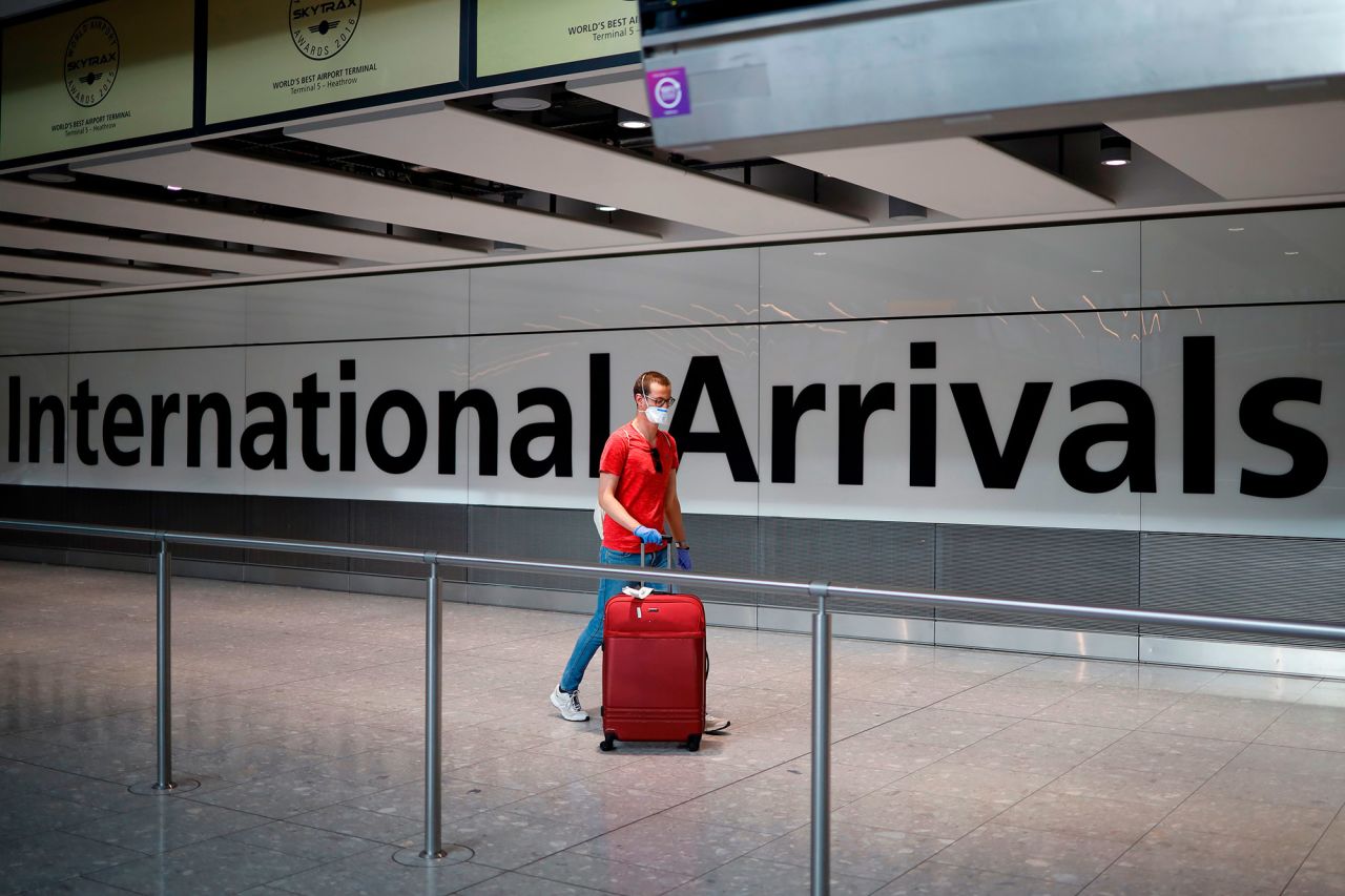 A passenger walks through Heathrow Airport in London on May 22.