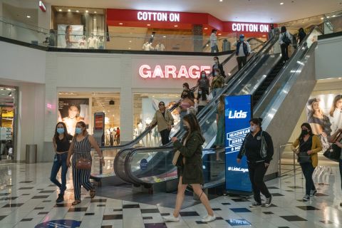 People visit Glendale Galleria shopping mall in California, on May 6.