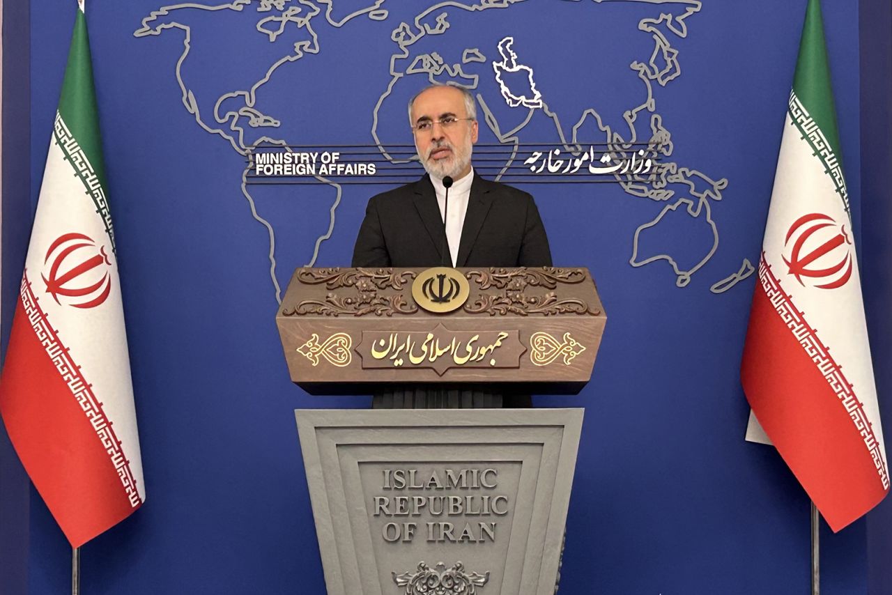 Iran's foreign ministry spokesperson, Nasser Kanaani, attends a press conference in Tehran on July 8.