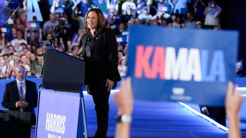 Kamala Harris speaks during a campaign event in Wilkes-Barre, Pennsylvania, on September 13.