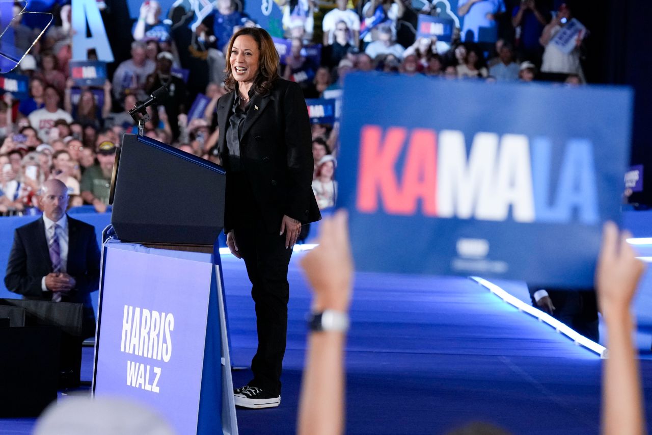 Kamala Harris speaks during a campaign event in Wilkes-Barre, Pennsylvania, on September 13.