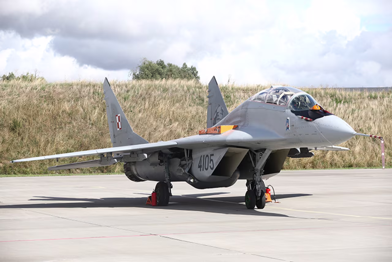  A file photo of a Polish Air Force MIG-29 seen at 22nd Air Base Command in Malbork, Poland on August 27, 2021. 