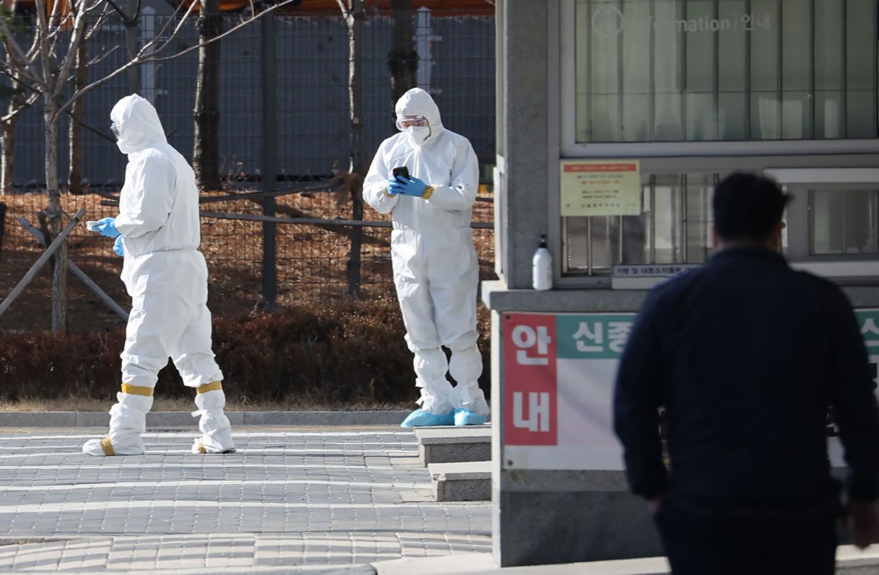 Medical workers prepare to conduct Covid-19 tests on all inmates at Dongbu Detention Center in Seoul, South Korea on January 5.