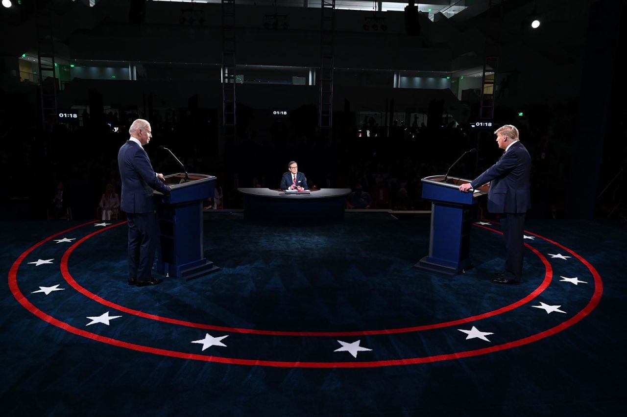 President Donald Trump and Democratic presidential candidate Joe Biden take part in the first presidential debate at Case Western Reserve University and Cleveland Clinic in Cleveland, Ohio, on September 29.