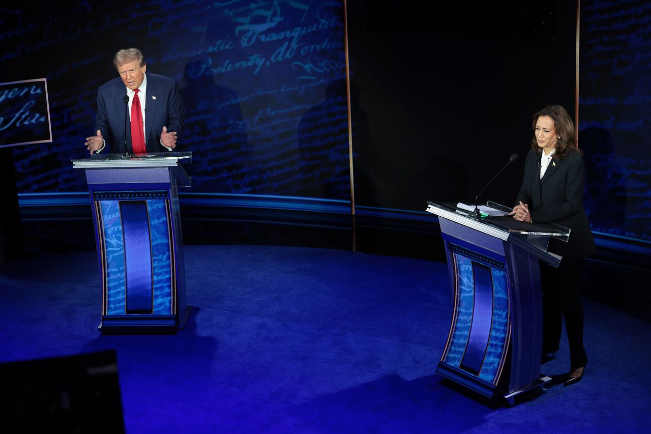 Former President Donald Trump and Vice President Kamala Harris debate on September 10 in Philadelphia. 