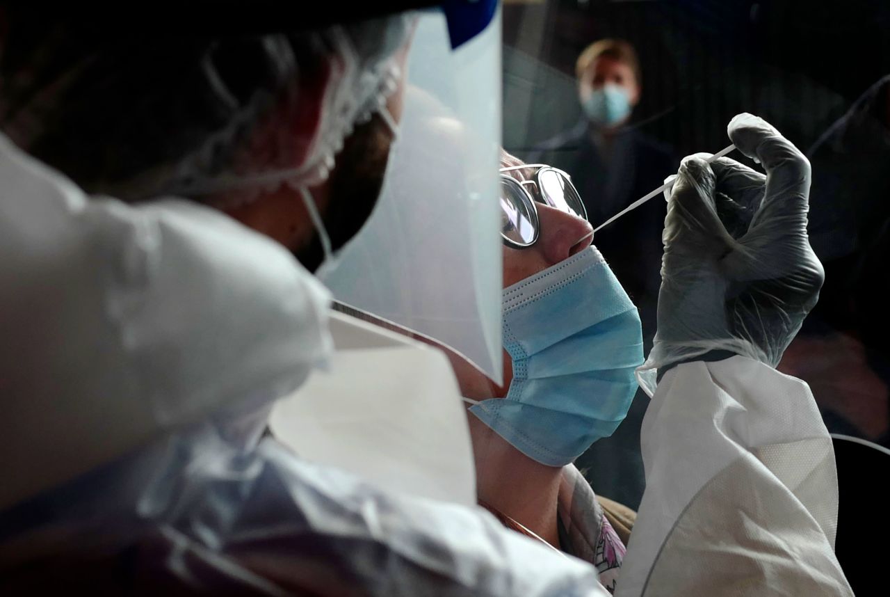 A person is tested for Covid-19 in Lille, France, on October 15.