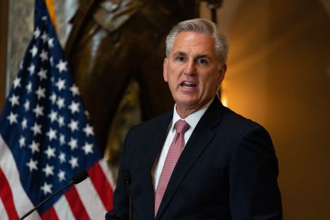 House Minority Leader Kevin McCarthy speaks during a ceremony at the US Capitol on July 27.
