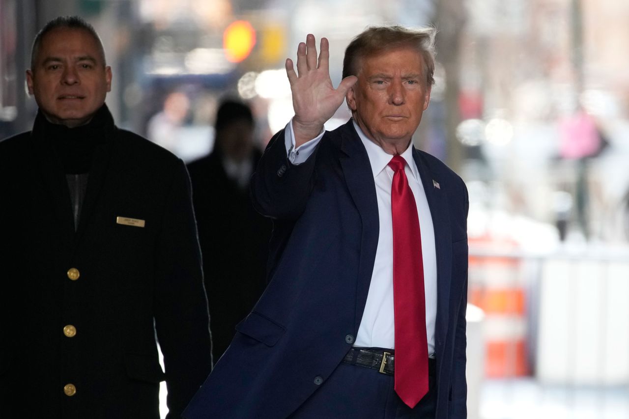 Former President Donald Trump leaves Trump Tower in New York on Thursday.