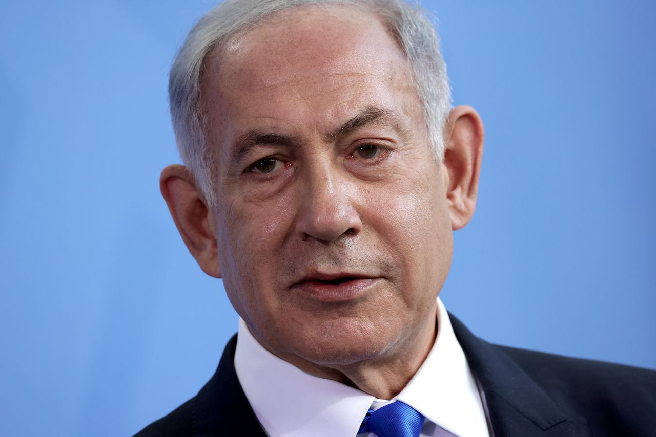 Israeli Prime Minister Benjamin Netanyahu pictured at the Chancellery on March 16, 2023 in Berlin, Germany. 