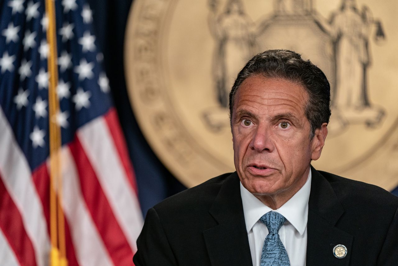 New York Gov. Andrew Cuomo speaks during the daily media briefing at the Office of the Governor of the State of New York on July 23, in New York City.