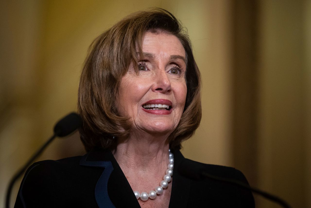 House Speaker Nancy Pelosi delivers remarks before a meeting at the US Capitol on October 25. 