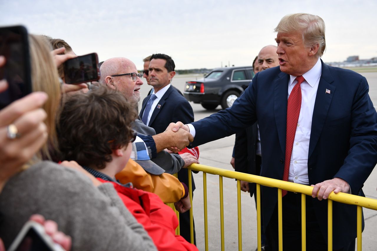 President Trump greets supporters in Minneapolis, Minnesota.