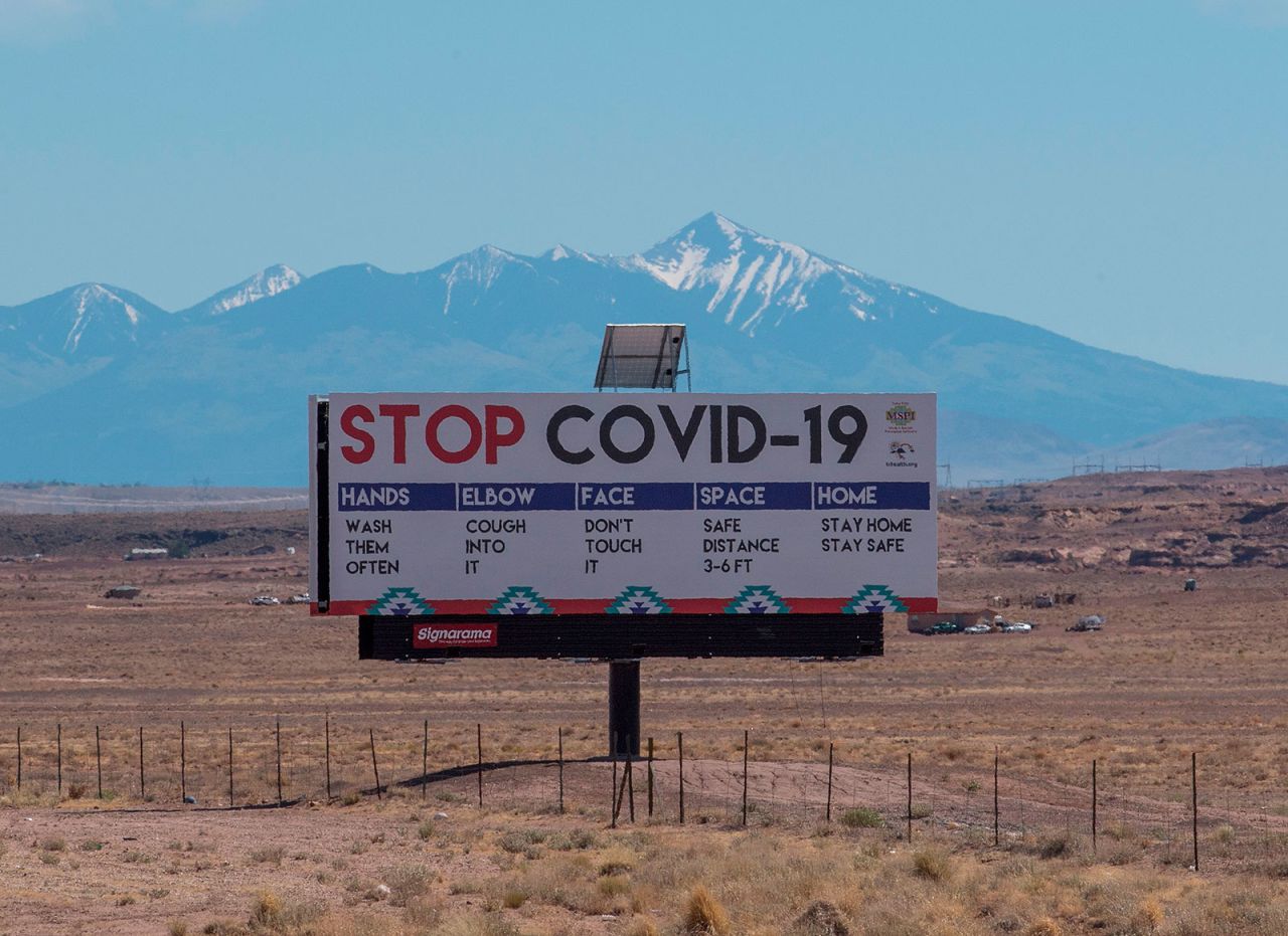 A sign near the Navajo Nation town of Tuba City, Arizona, in May. 