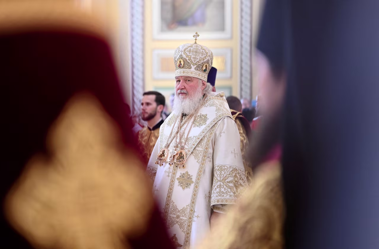 Russia's Patriarch Kirill conducts a service in Rostov-on-Don, Russia, on October 27, 2019.