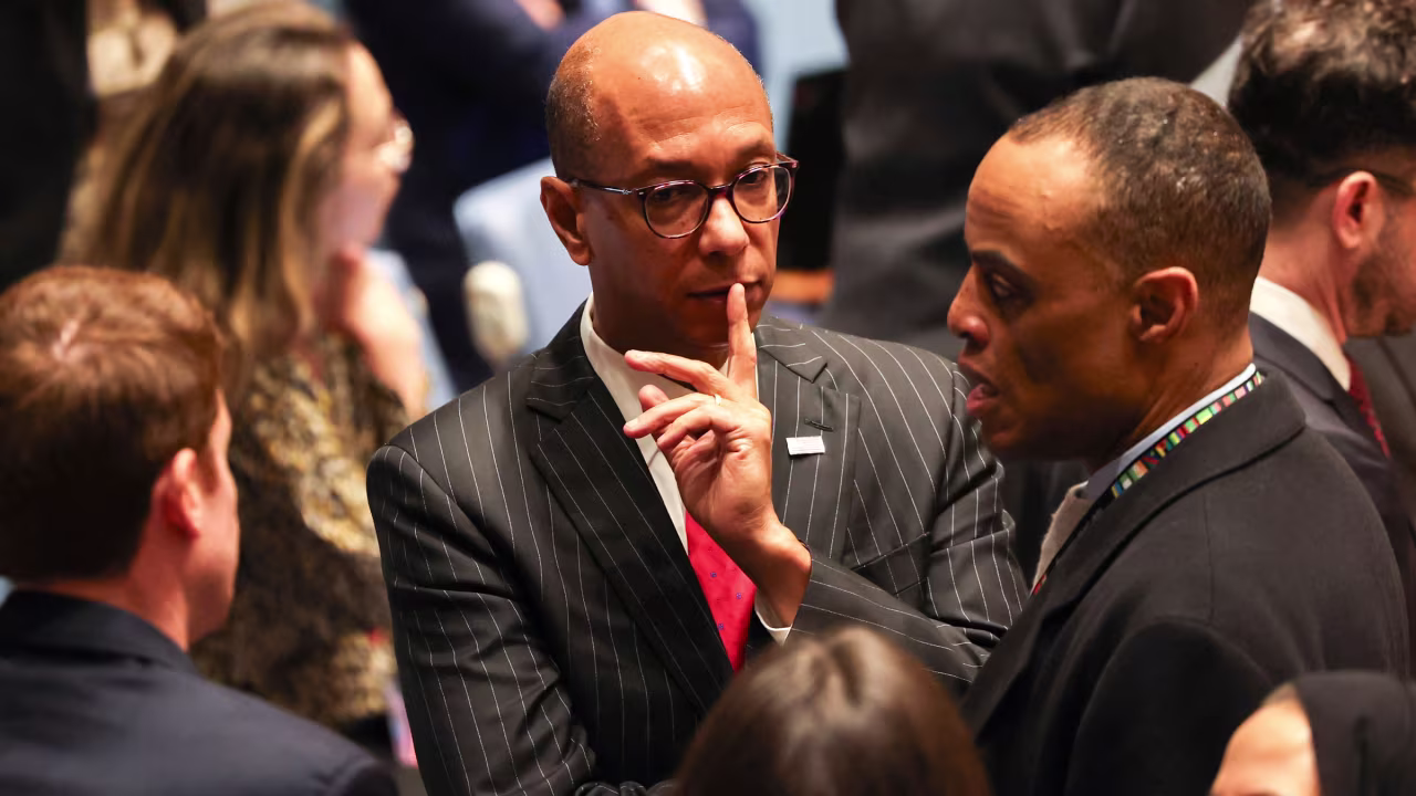 Robert Wood, the US deputy ambassador to the United Nations, arrives at UN headquarters in New York before a UN Security Council meeting on Tuesday.