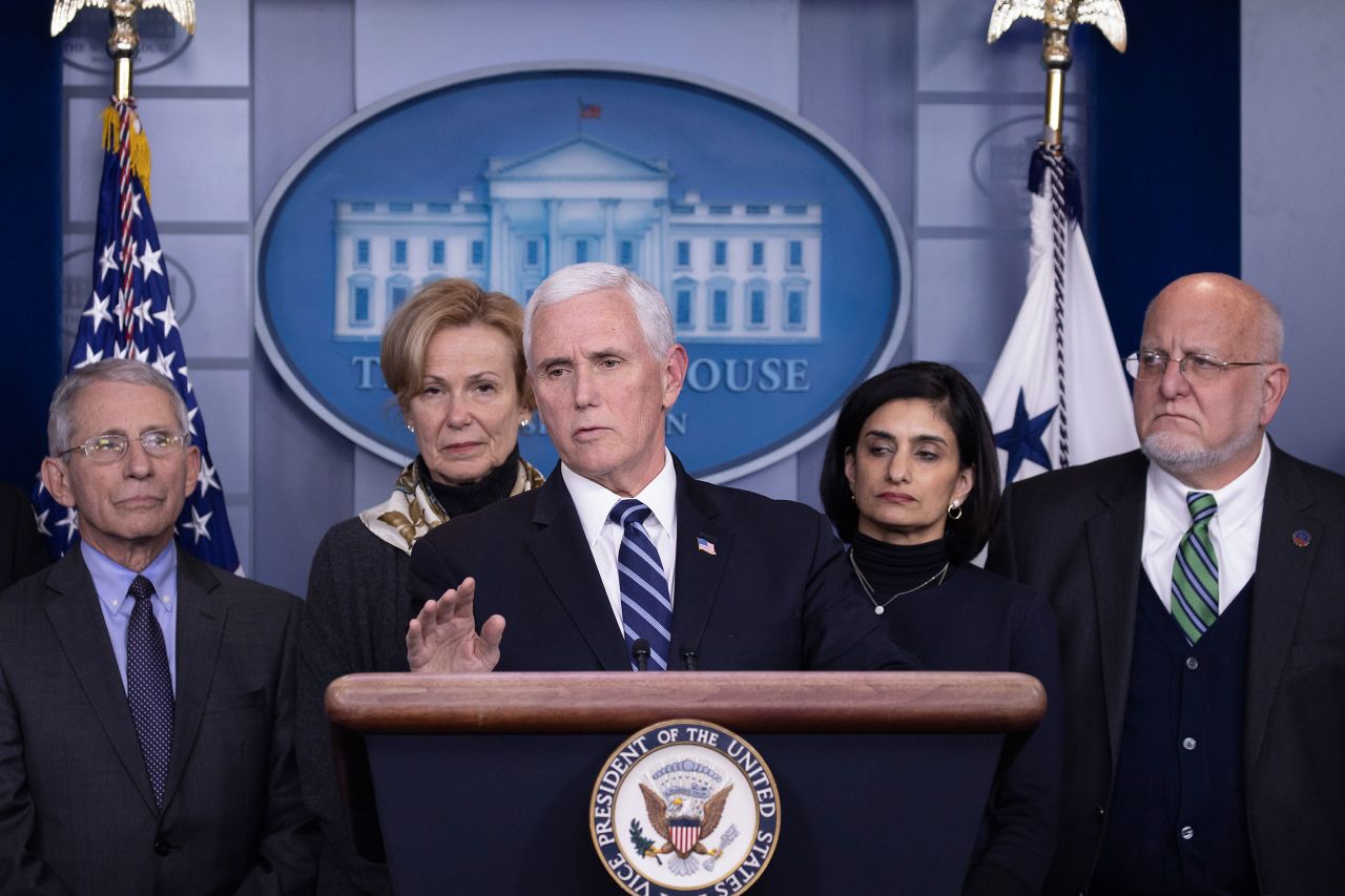 Vice President Mike Pence speaks during a briefing on the Trump administration's coronavirus response on March 4.