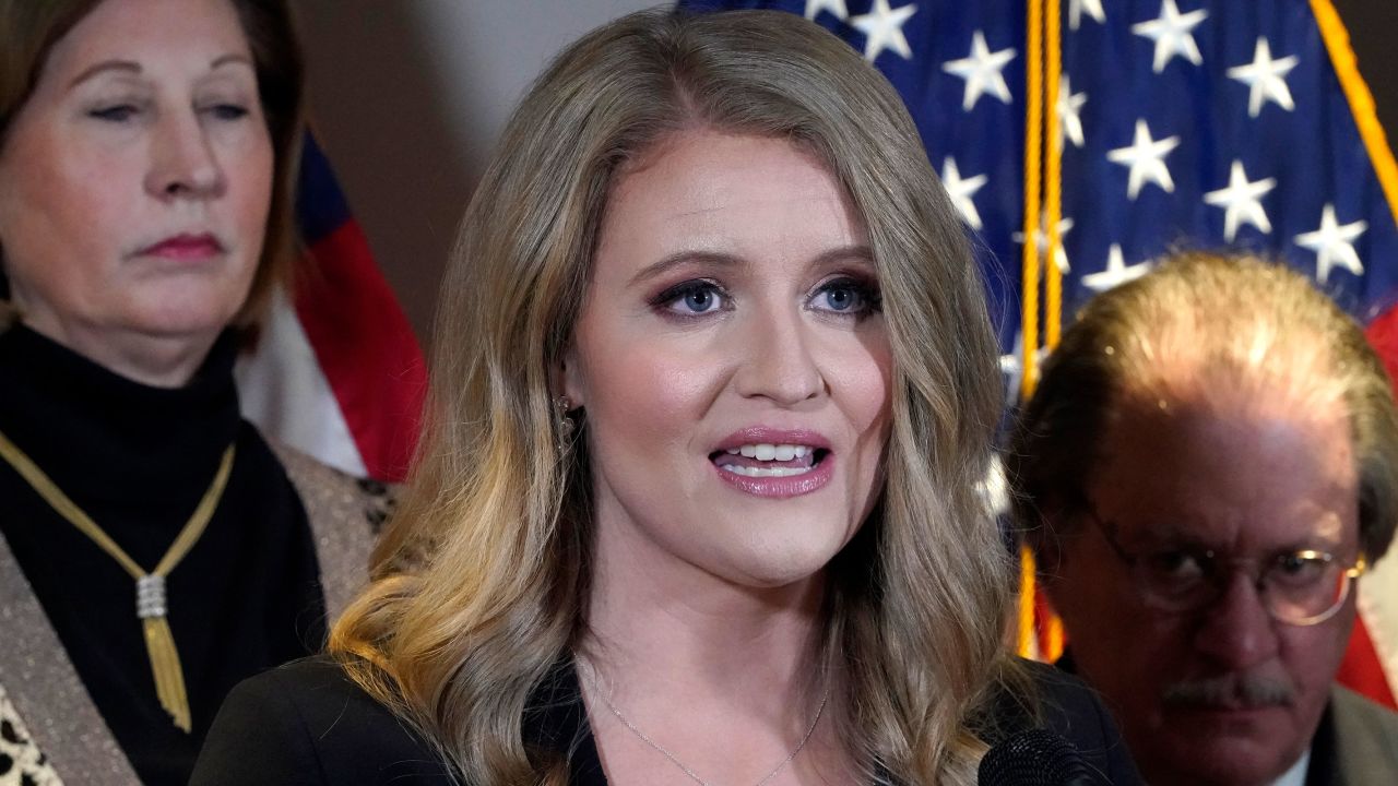 Jenna Ellis, a member of then-President Donald Trump's legal team, speaks during a news conference at the Republican National Committee headquarters, Nov. 19, 2020, in Washington, DC. 