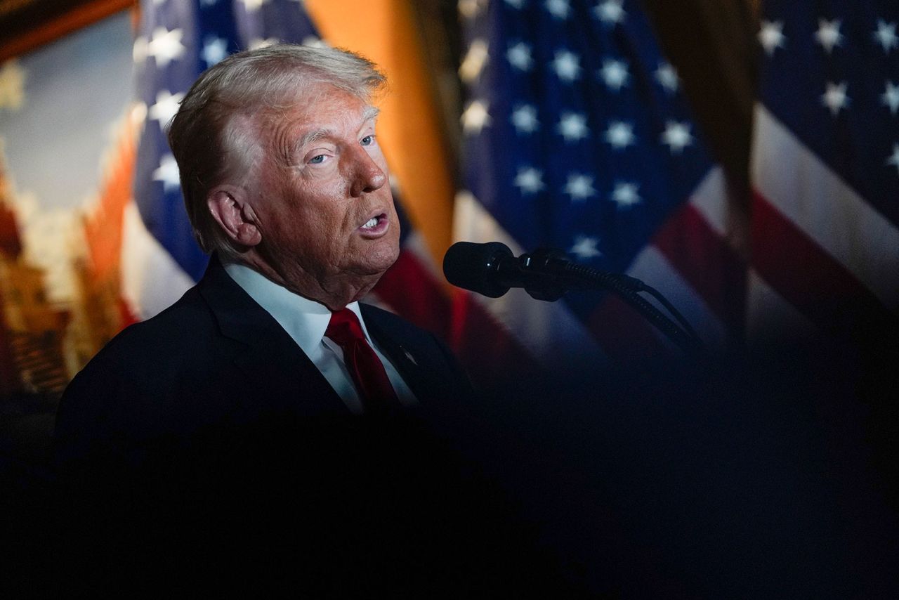 Republican presidential nominee former President Donald Trump speaks at a campaign event at ll Toro E La Capra, on Friday, August 23, in Las Vegas. 