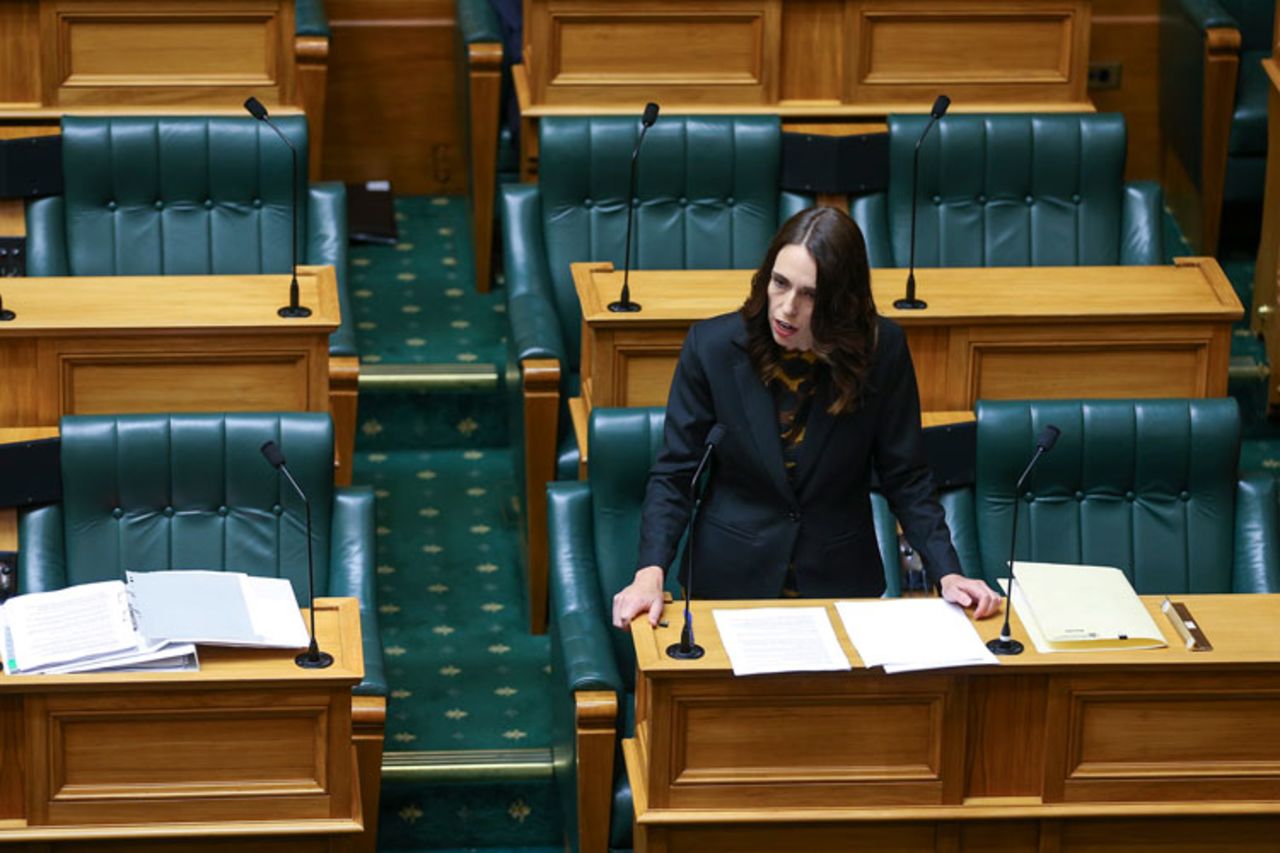 Prime Minister Jacinda Ardern declares a state of national emergency to fight coronavirus ahead of a nationwide lockdown on March 25 in Wellington, New Zealand.