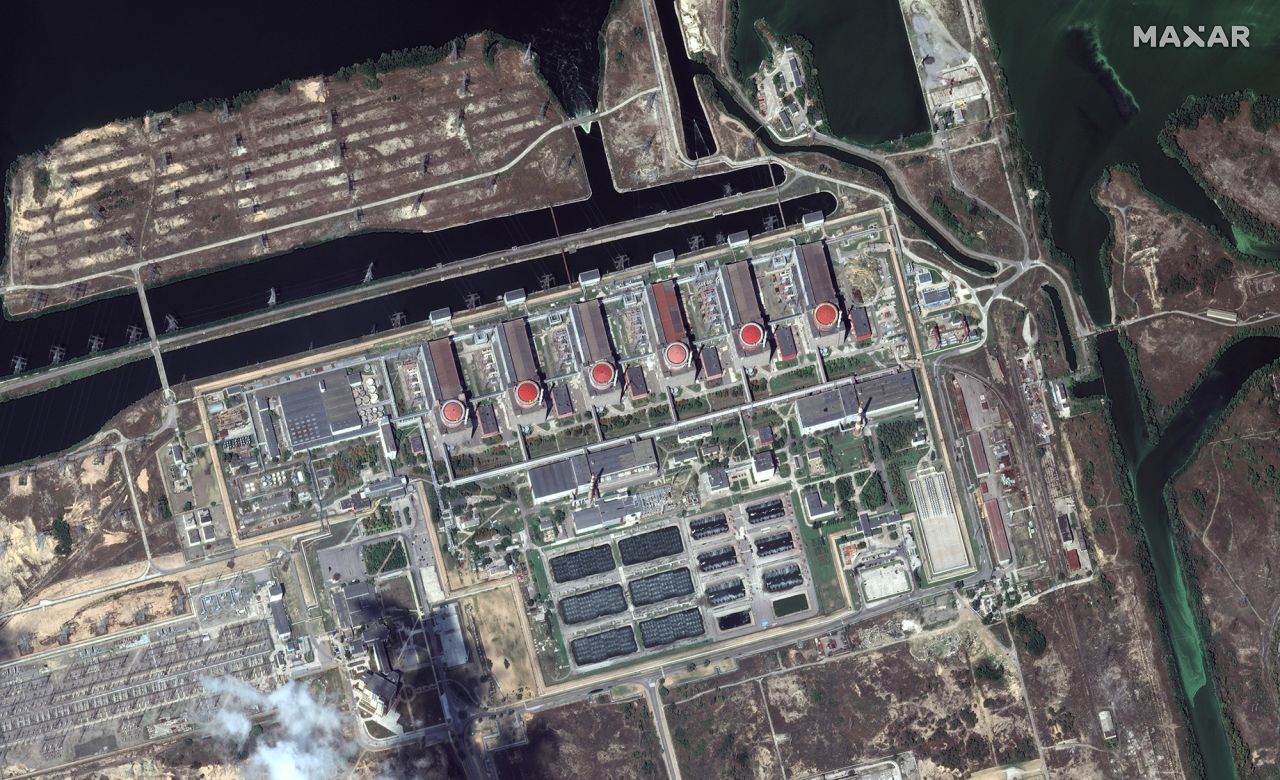 Satellite image of the occupied Zaporizhzhia nuclear power plant facility in Enerhodar, Ukraine, on August 19.