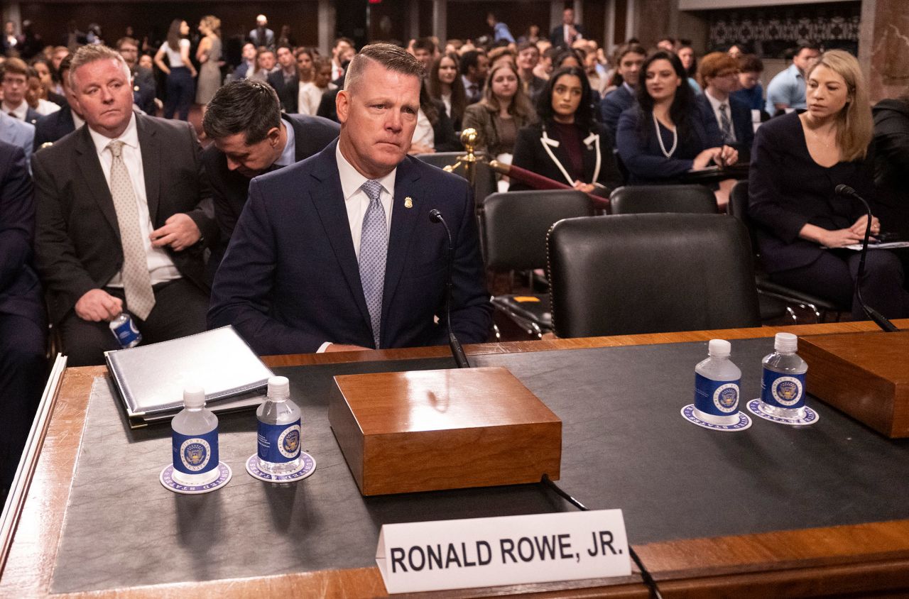 Rowe during a US Senate Homeland Security and Governmental Affairs and Senate Judiciary joint committee-hearing on the security failures leading to the assassination attempt on former US President Donald Trump, at the US Capitol in Washington, DC, on July 30.