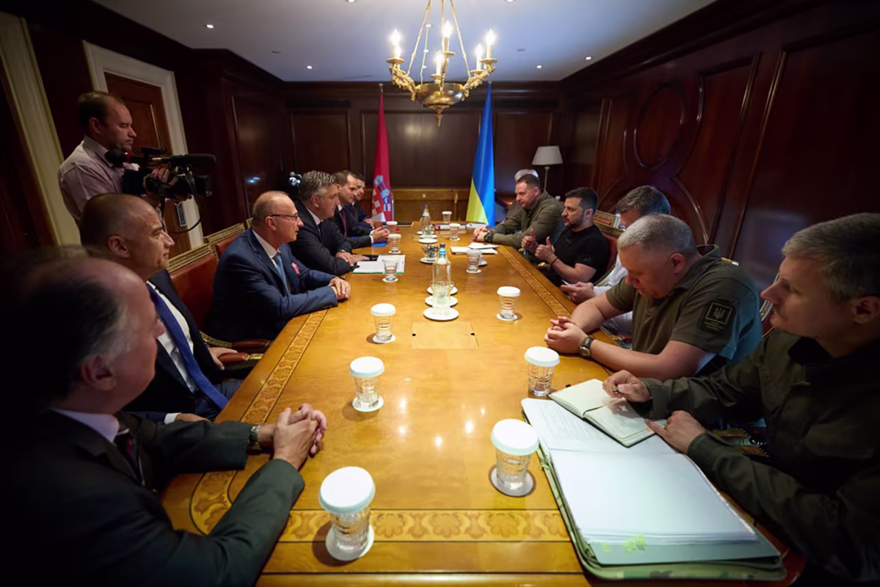 Ukrainian President Volodymyr Zelensky held a meeting with Prime Minister of the Republic of Croatia Andrej Plenković during the Ukraine-Balkans summit in Athens.