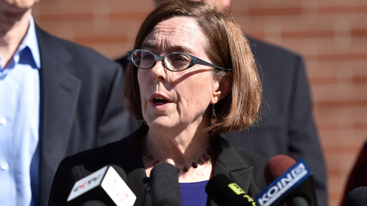 Oregon Gov. Kate Brown speaks in October 2015.