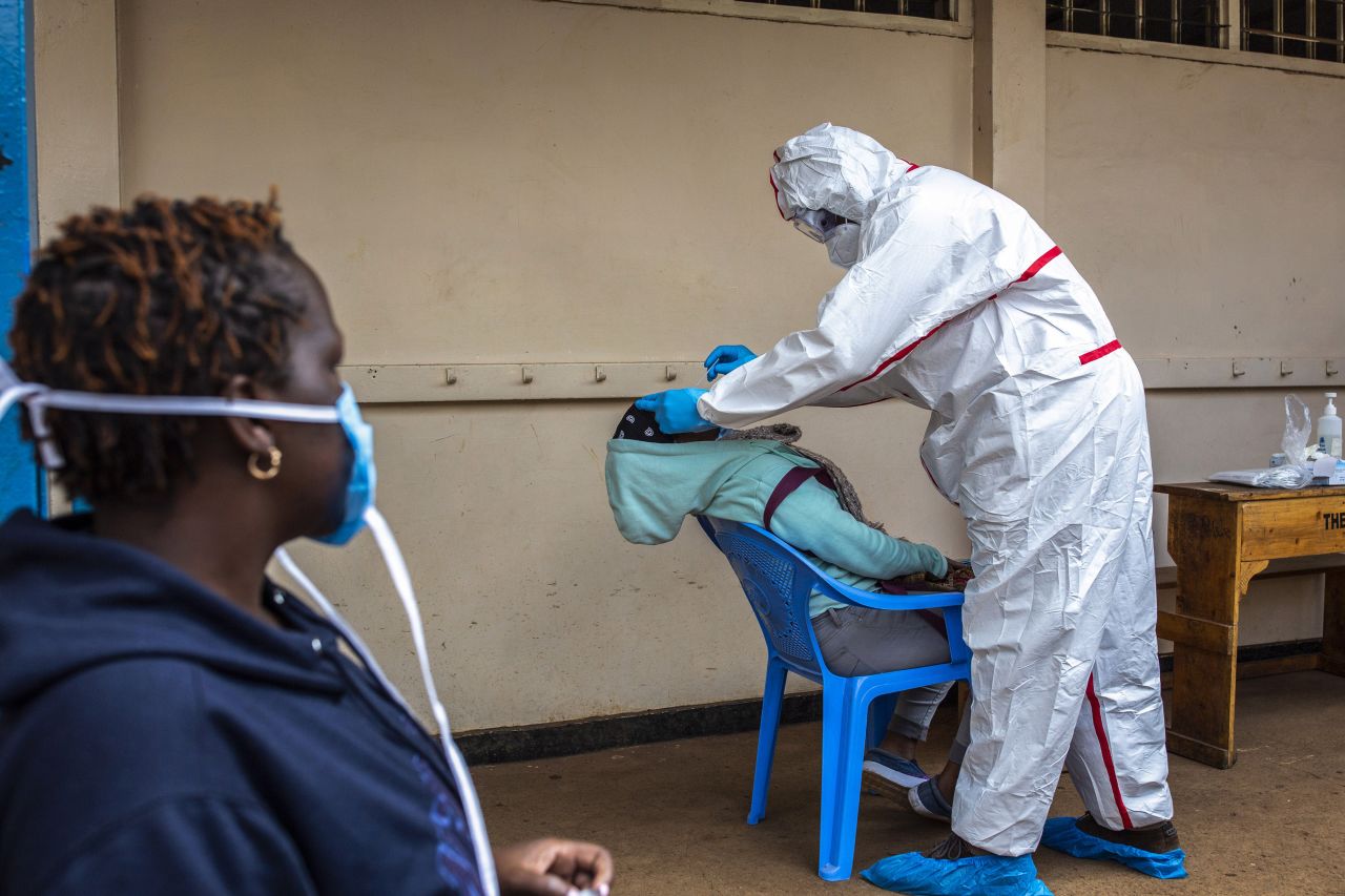 A person gets tested for Covid-19 in Nairobi, Kenya, on May 26.