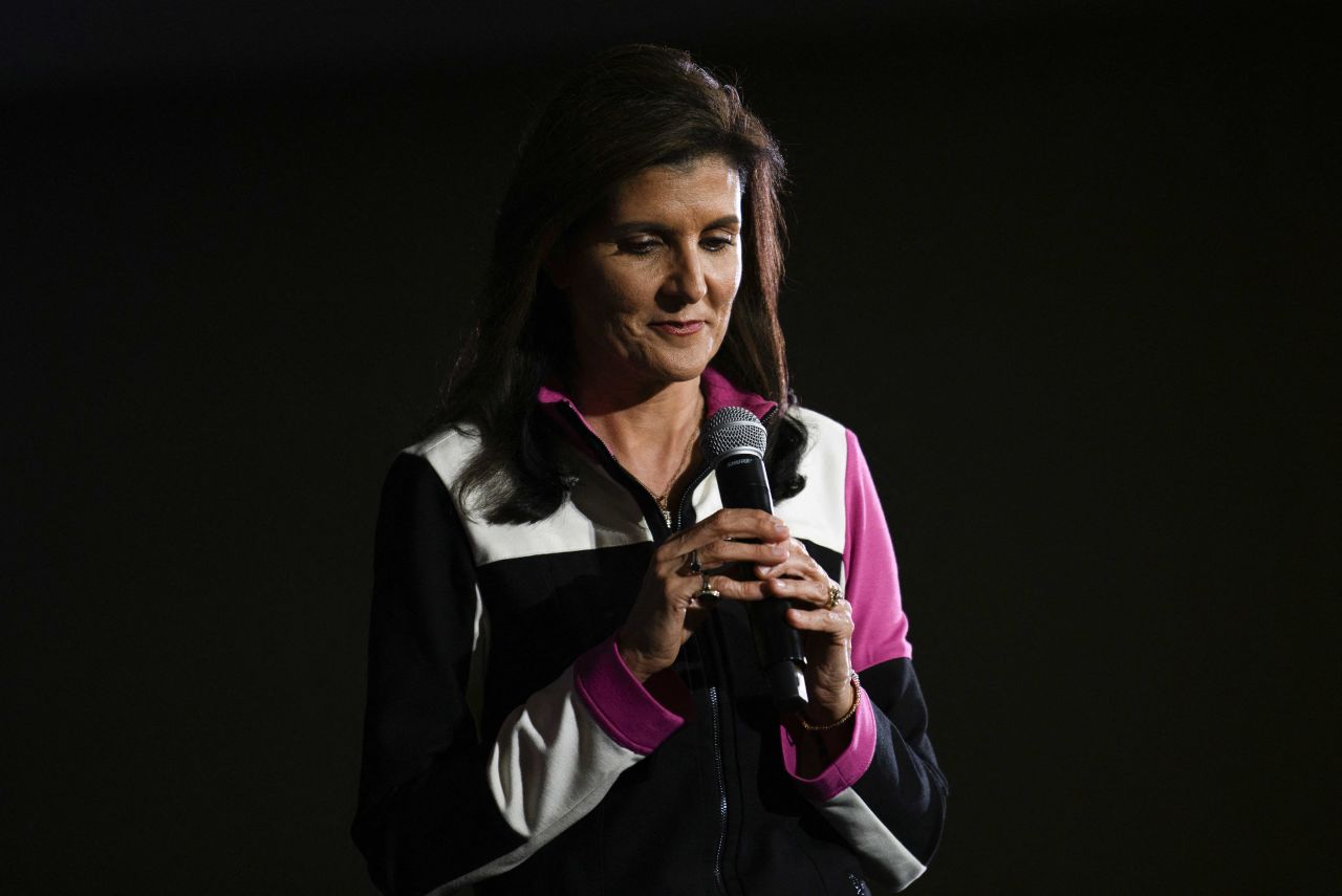 Nikki Haley speaks during a campaign event in Bloomington, Minnesota on February 26.