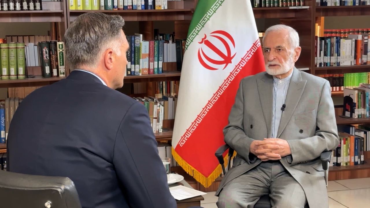 Kamal Kharrazi, foreign policy adviser to Iran's Supreme Leader Ayatollah Ali Khamenei, is interviewed by CNN's Fred Pleitgen on Tuesday.