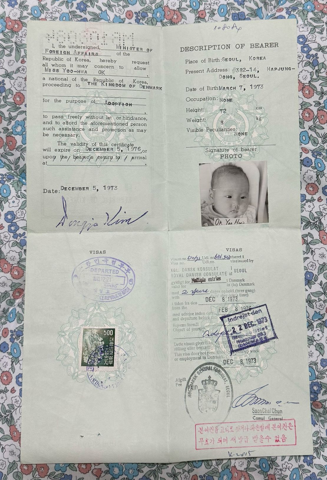 Nielsen's name, date of birth and address were false on her government-issued travel document.