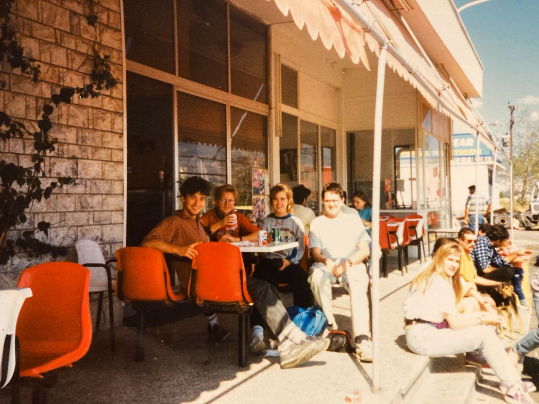 Derek and Nina, on the left, with other Interrailers in the summer of 1990.