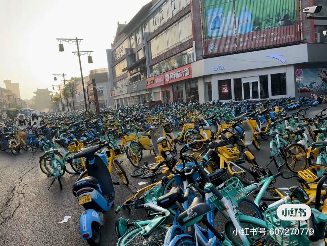 A sea of shard bikes discarded on the streets of Kaifeng, China on November 2.