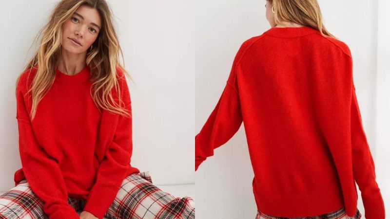 Aerie red outlet sweater