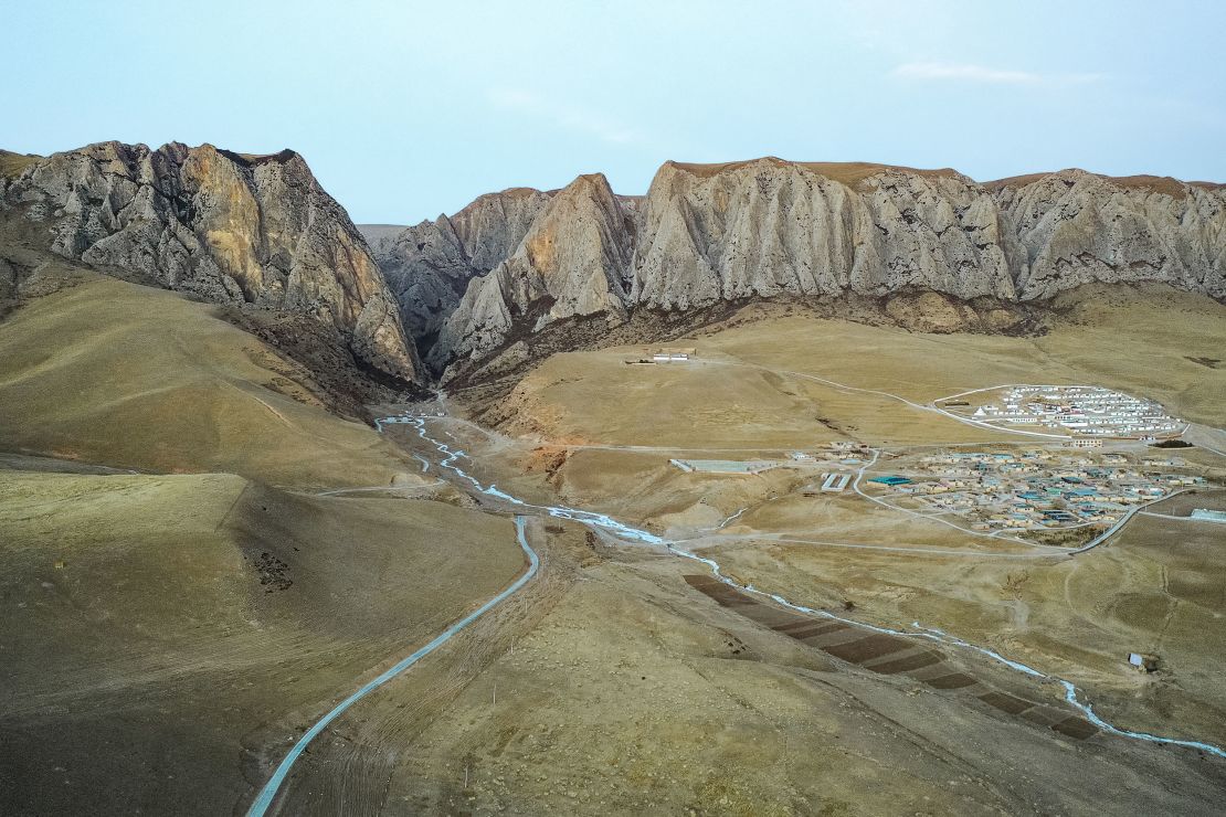 Baishiya Karst Cave is seen at the edge of Ganjia Basin on the Tibetan Plateau.