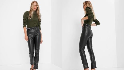 gap spon con High Rise Faux-Leather Vintage Slim Pants