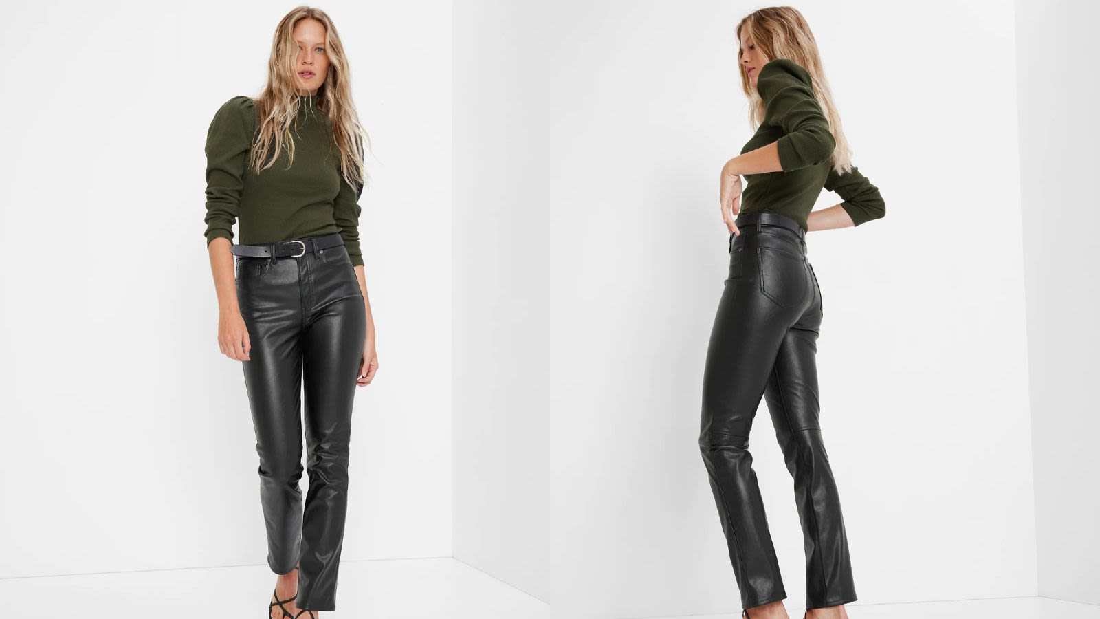 High Rise Vegan Leather Vintage Slim Pants