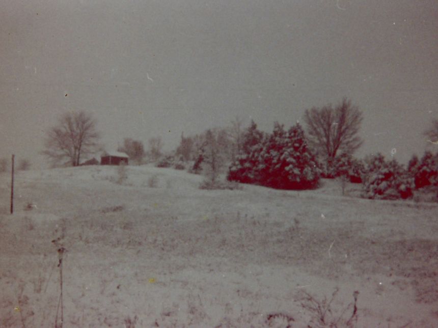 John Morris took this photo of the farmhouse at the top of the hill on Thanksgiving 1980.