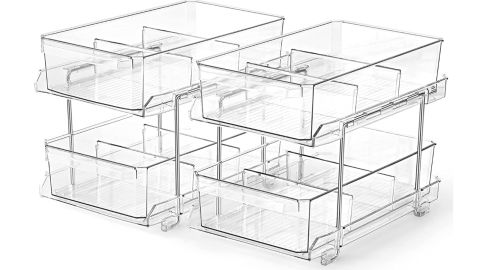 Landneoo 2-Tier Clear Organizer With Dividers Slide-Out Storage Container