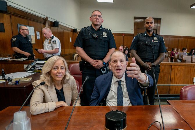 Former movie mogul Harvey Weinstein appears for his sex crimes retrial in New York on Wednesday, June 11. Weinstein was convicted Wednesday of one of the top charges in <a  target="_top" href="/newspapers?url=https://www.cnn.com/2025/06/11/us/harvey-weinstein-trial-verdict">his retrial</a>, but he was acquitted of another. The judge declared a mistrial Thursday on a third charge, <a  target="_top" href="/newspapers?url=https://www.reuters.com/world/us/harvey-weinstein-jury-resumes-deliberations-after-partial-conviction-infighting-2025-06-12/" target="_blank">according to Reuters</a>.