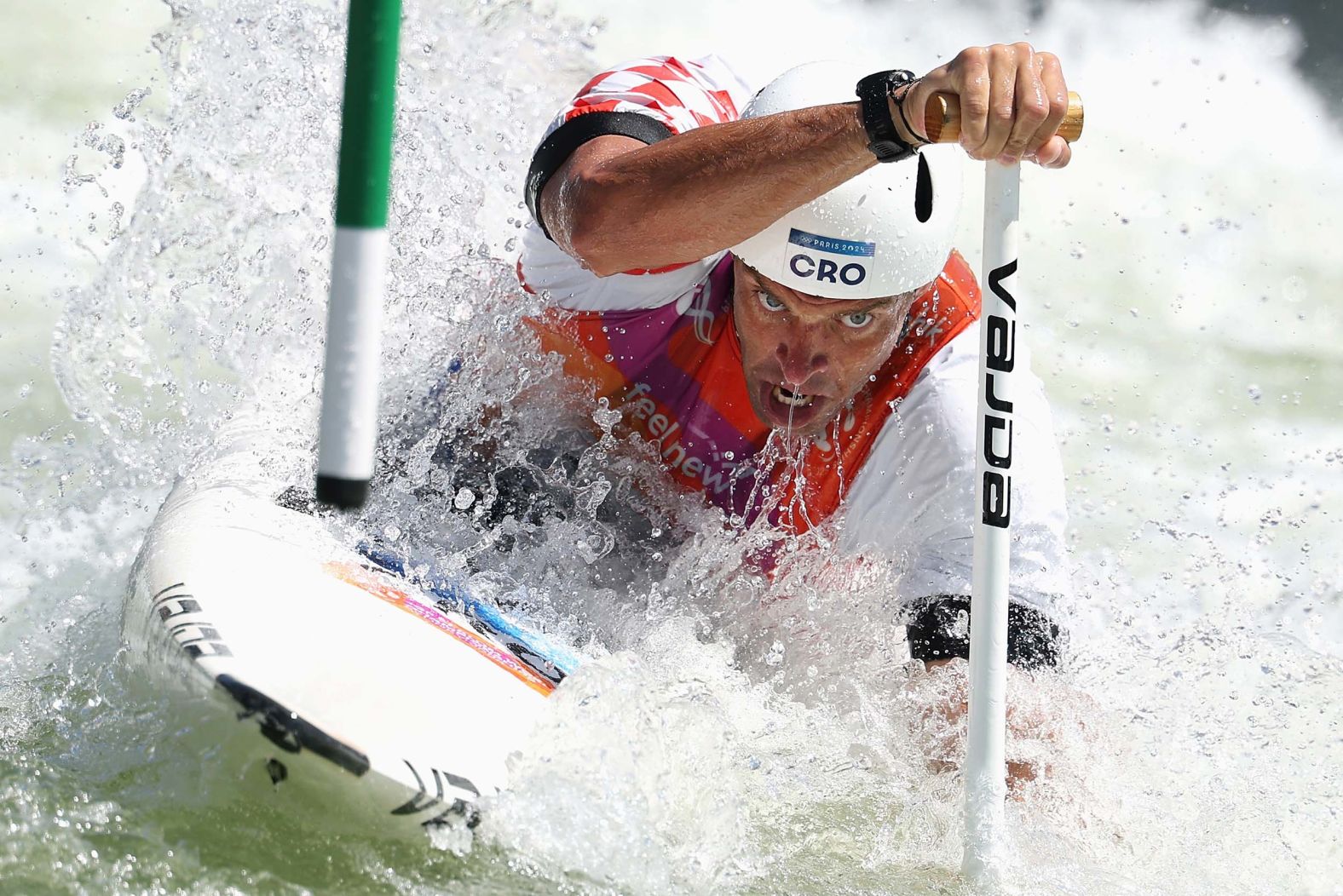 Matija Marinic of Croatia competes during the 2025 ICF Slalom World Championships in Penrith, Australia, on Tuesday, September 30.