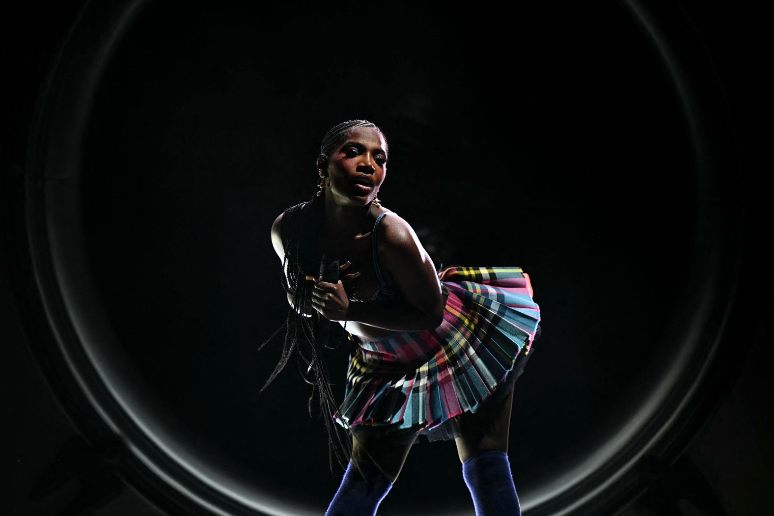 Rapper and singer Doechii performs at the Glastonbury Festival in Somerset, England, on Saturday, June 28.