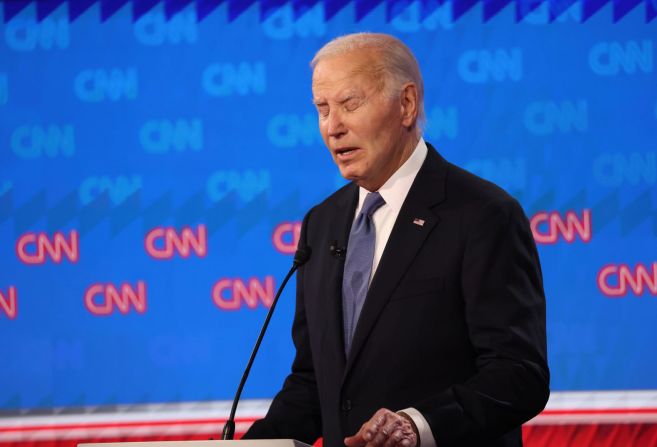 <a href="https://www.cnn.com/politics/live-news/cnn-debate-trump-biden-06-27-24#h_109fa0b98a86513d81c5ff87355c981c">Biden appeared to struggle with his delivery</a> at multiple points during the debate. At 81, he is the oldest president in history, and he would have been 86 at the end of a second term. The debate offered a key test for the president to exhibit vigor and energy — and <a href="https://www.cnn.com/2024/06/28/politics/joe-biden-debate-performance-panic/index.html">Democratic sources reacting to the debate described emotions ranging from concern to straight-up panic</a> about Biden’s biggest vulnerability.