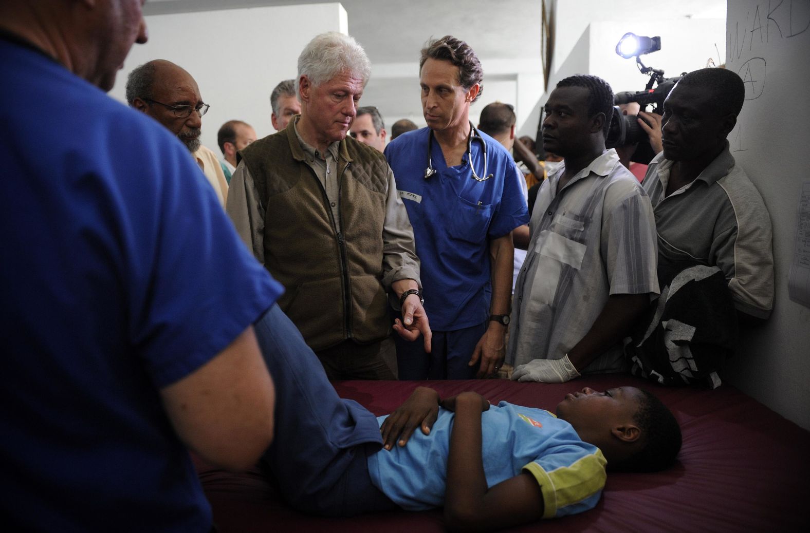 Clinton visits the General Hospital of Port-au-Prince, Haiti, after a 7.0 magnitude earthquake struck the country in January 2010. UN Secretary-General Ban Ki-moon placed Clinton in charge of overseeing aid and reconstruction efforts.