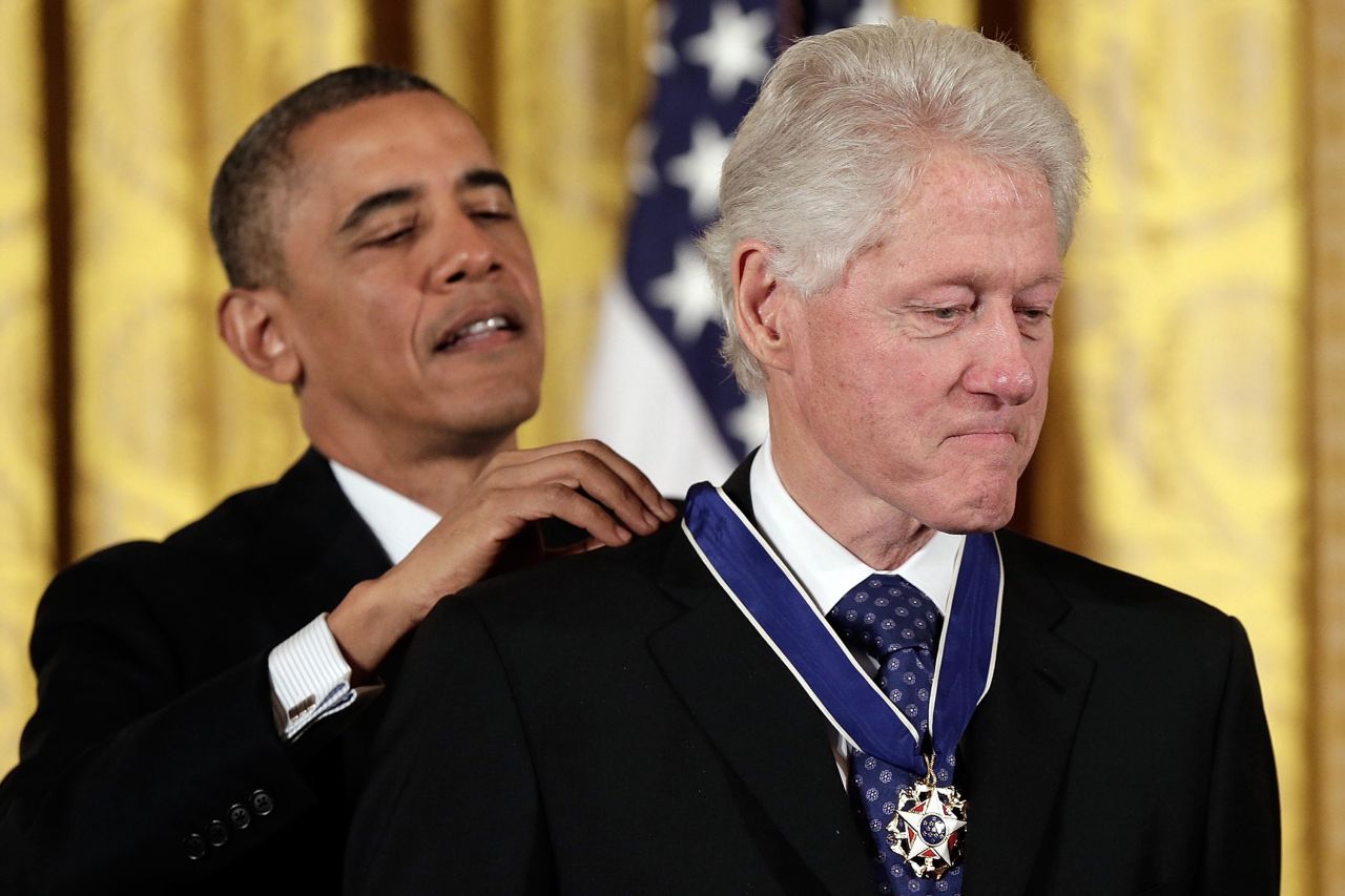 Obama awards Clinton the Presidential Medal of Freedom in November 2013. The medal is considered the nation's highest civilian honor.