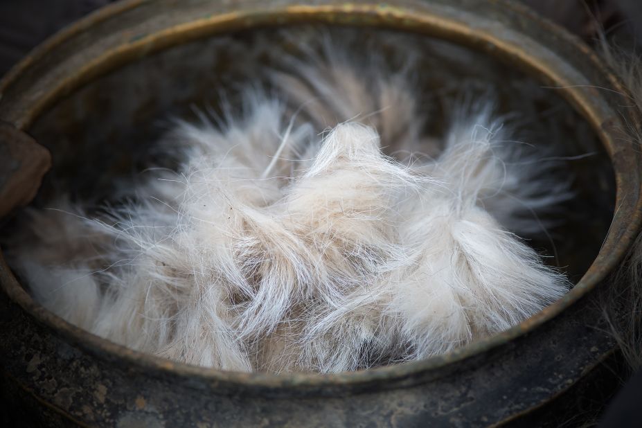 After being combed, the fur is also separated by the herders. 