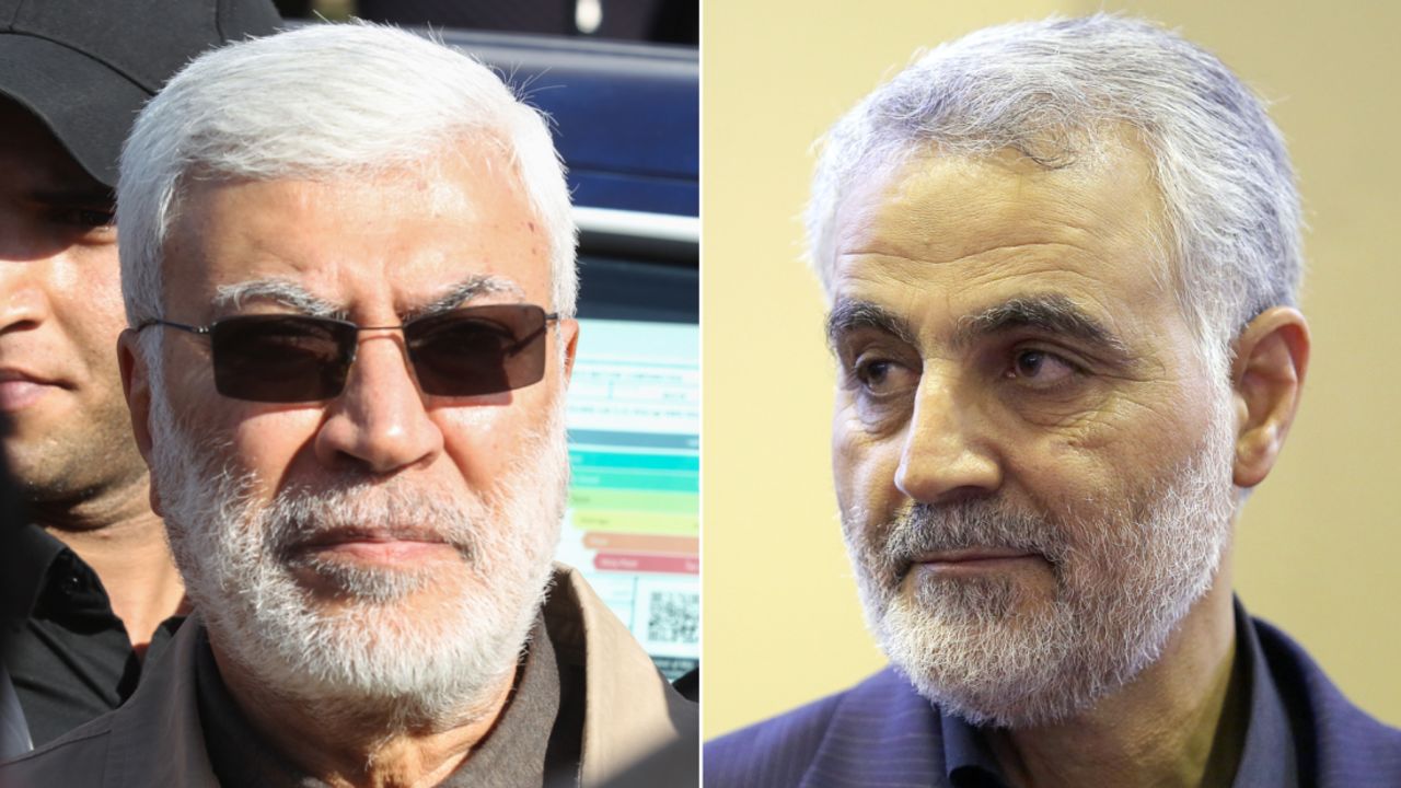 Abu Mahdi al-Muhandis, the deputy head of the Iran-backed Iraqi Popular Mobilization Forces (PMF), left, and Qasem Soleimani, the commander of Iran's Islamic Revolutionary Guards Corps (IRGC) Quds Force unit, right, were killed in the US strike.
