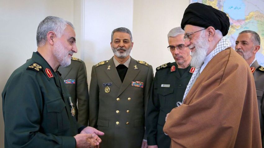 Photos showing Iran's supreme leader Ayatollah Seyyed Ali Khamenei with top Iranian military leader Qasem Soleimani